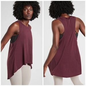 Athleta Cloudlight Asym Side Tie Tank Top Small Burgundy Sleeveless Activewear